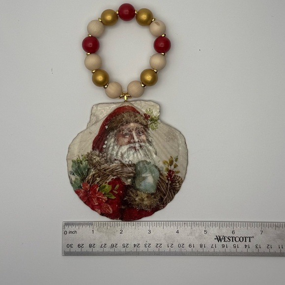 Handmade Vintage Inspired Santa Claus Ornament with Beaded Hanger - Picture 3 of 3